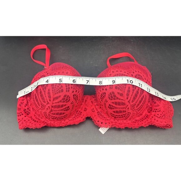 Victorias Secret Dream Angels Red Lace Lined Demi Underwire Bra Sz 34C - Picture 5 of 14